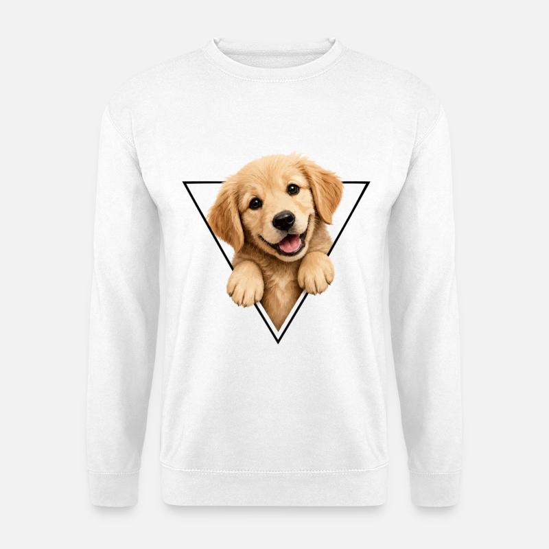 Hundepup im Dreieckrahmen - Unisex Pullover - Weiß