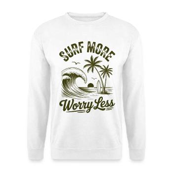 Surfez plus, inquiétez-vous, moins de vagues de vacances d’été - Sweat-shirt Unisexe - blanc - Devant