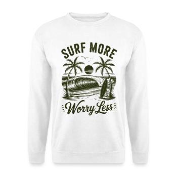 Surfez plus, inquiétez-vous, moins de vagues de vacances d’été - Sweat-shirt Unisexe - blanc - Devant