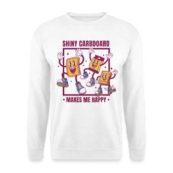 Shiny Cardboard Makes Me Happy Trading Card - Unisex Sweatshirt - white - Front