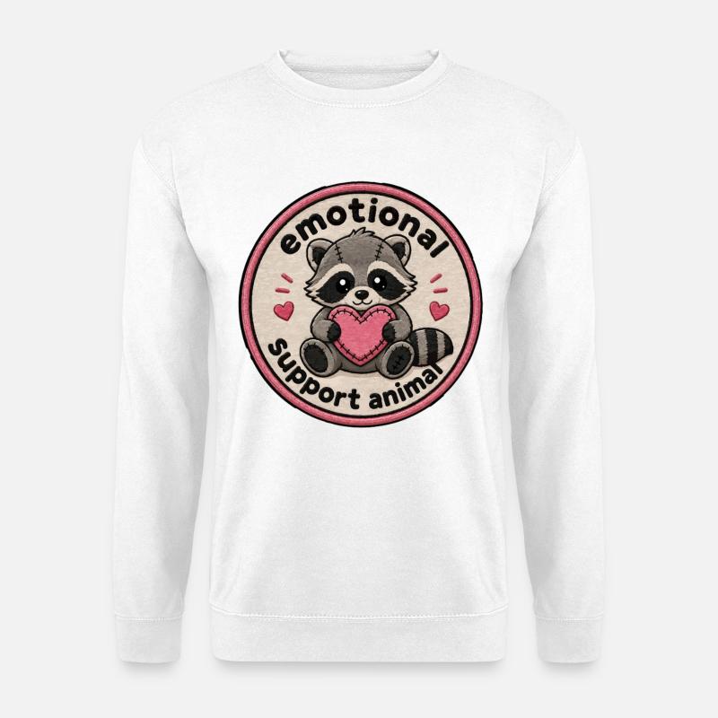Kuscheltier-Waschbär Herzmotiv - Unisex Pullover - Weiß