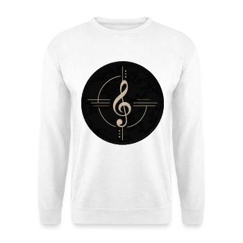 Goldener Notenschlüssel auf Schwarz - Unisex Pullover - Weiß - Vorne