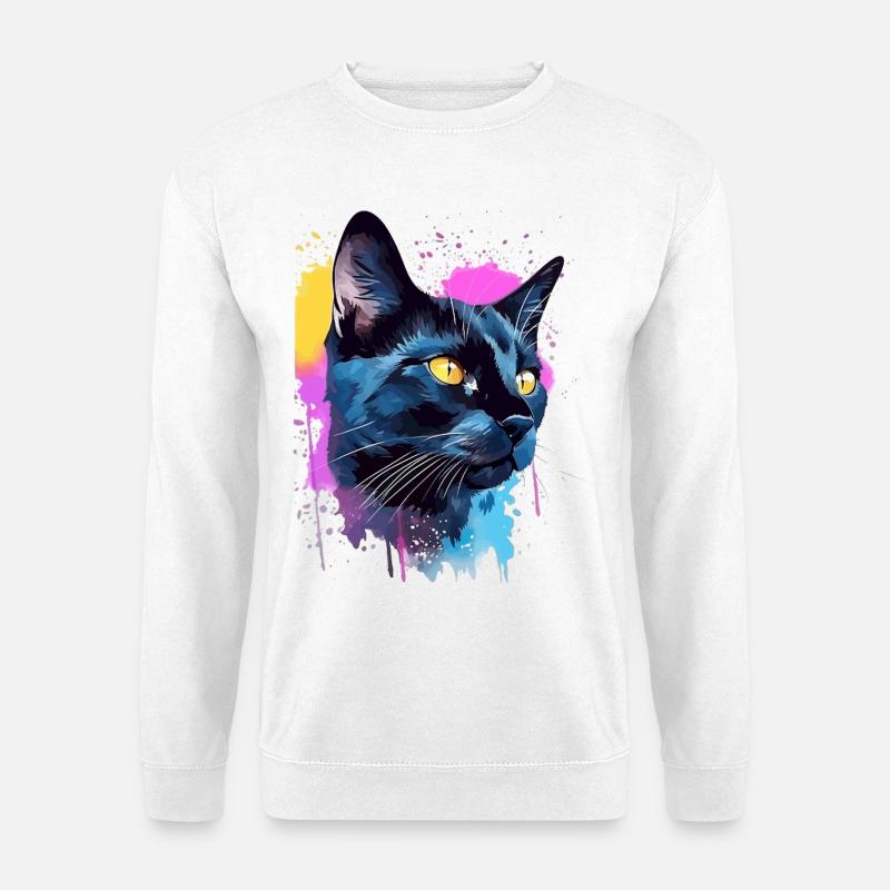 Bunte Bombay-Katzengesicht-Splash-Kunst - Unisex Pullover - Weiß