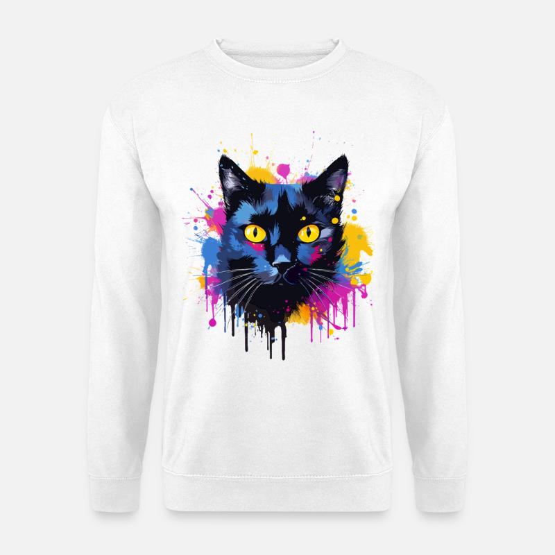 Bunte Bombay-Katzengesicht-Splash-Kunst - Unisex Pullover - Weiß
