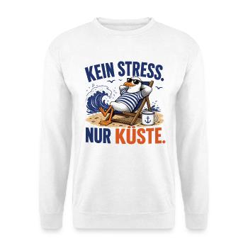 Möwe Kein Stress Nur Küste Shirt - Unisex Pullover - Weiß - Vorne