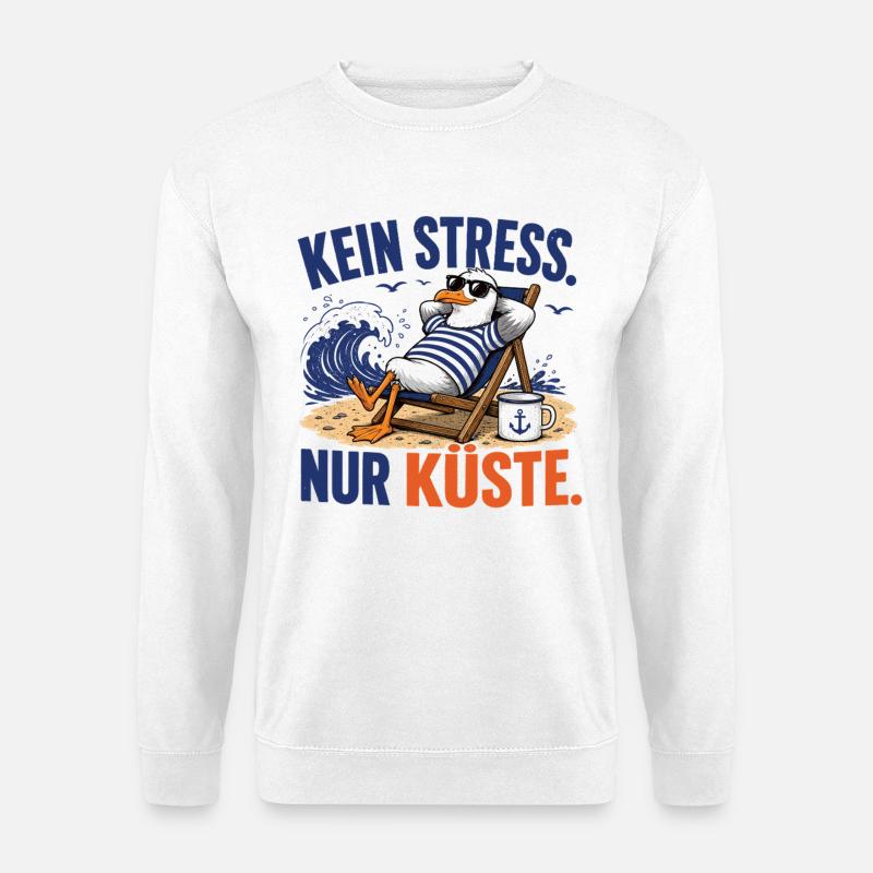 Möwe Kein Stress Nur Küste Shirt - Unisex Pullover - Weiß