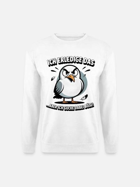 Ich mach das Möwe lustiger Büro Spruch - Unisex Pullover - Weiß
