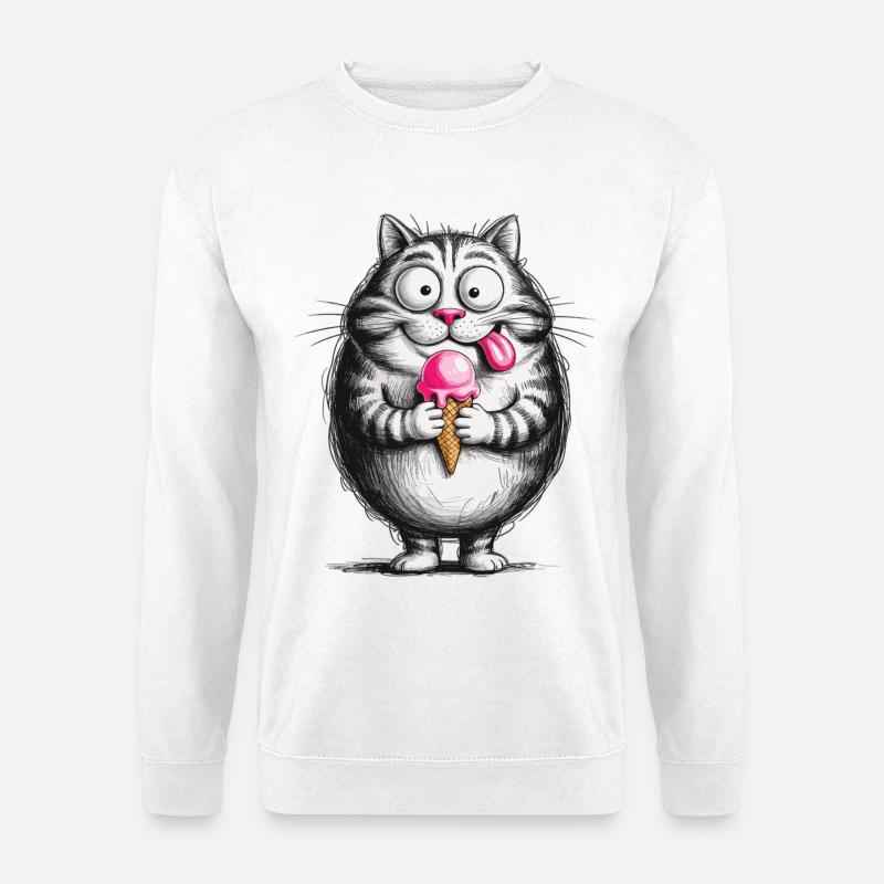 Katze mit Eis T-Shirt - Unisex Sweatshirt - white