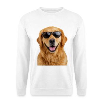 Golden Retriever cool avec des lunettes de soleil - Sweat-shirt Unisexe - blanc - Devant
