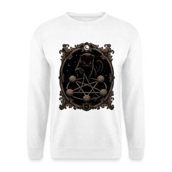 Cat Star Pentagram in Baroque Frame - Unisex Sweatshirt - white - Front