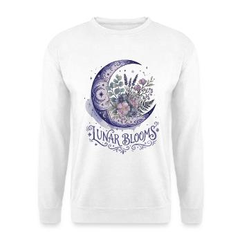 Mondsichel Blume - Unisex Pullover - Weiß - Vorne - Alina (178cm) & Michal (187cm)