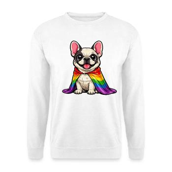 Französische Bulldogge Pride Regenbogenfahne LGBTQ - Unisex Pullover - Weiß - Vorne