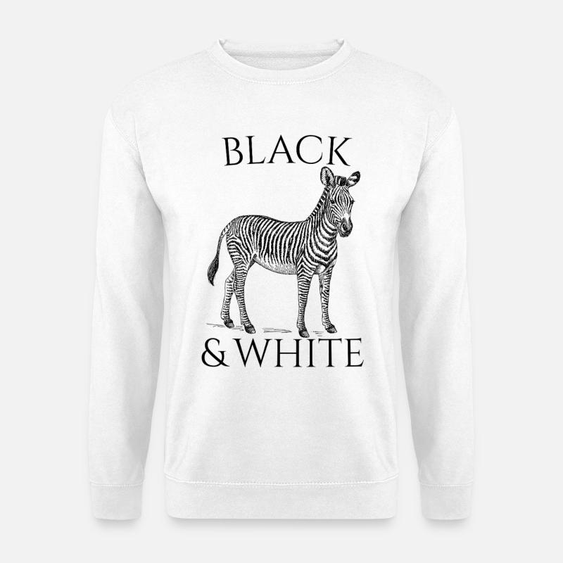 Black & White Vector Zebra – Tierdesign - Unisex Pullover - Weiß
