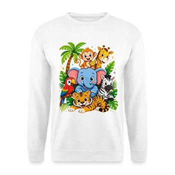 Jungle Animal Delight Cartoon - Unisex Sweatshirt - white - Front