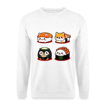 Kawaii Sushi Crew - Unisex Pullover - Weiß - Vorne - Alina (178cm) & Michal (187cm)