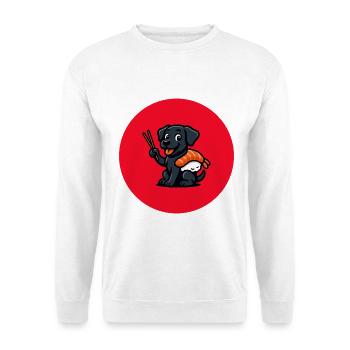 Kawaii Sushi Hund Cartoon - Unisex Pullover - Weiß - Vorne - Alina (178cm) & Michal (187cm)