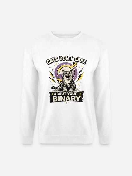 Cats Don't Care About Your Binary Katze LGBTQ - Unisex Pullover - Weiß