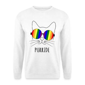 Purride Katze LGBT Gay Pride Mit Regenbogen Brille - Unisex Pullover - Weiß - Vorne