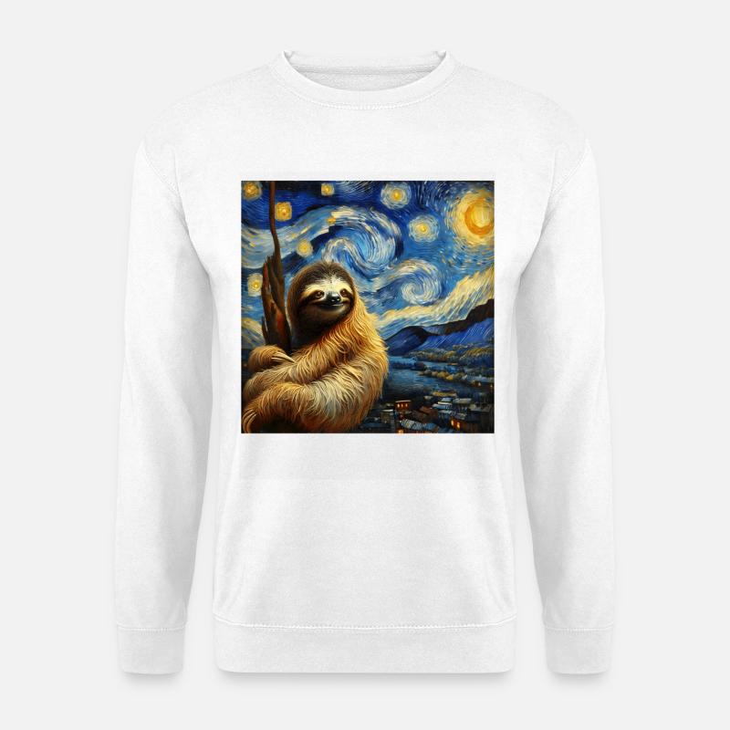 Faultier Starry Night - Unisex Pullover - Weiß