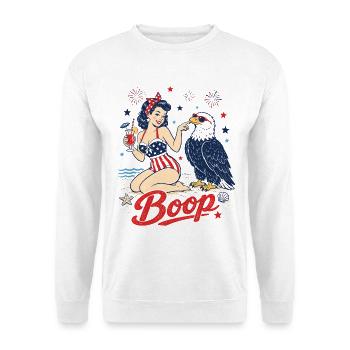 Boop Vintage USA Girl Eagle Patriotic - Unisex Pullover - Weiß - Vorne
