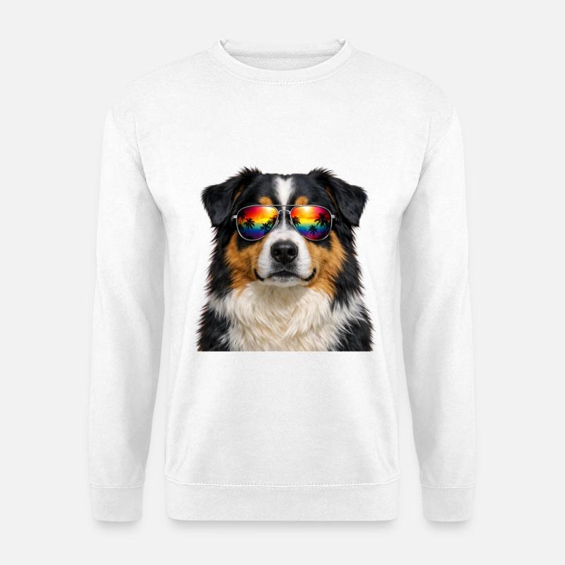 Australian Shepherd Sunglasses Aussie - Unisex Sweatshirt - white