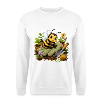 abeille, apiculteur, nid d’abeille, fleurs, insecte des prairies, - Sweat-shirt Unisexe - blanc - Devant