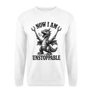 Jetzt bin ich Unstoppable Retro Dragon - Unisex Pullover - Weiß - Vorne