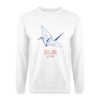 Origami Art Japanische Faltkunst Kranich Design - Unisex Pullover - Weiß - Vorne