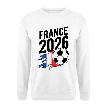France 2026 Fußball Flamme mit Flagge - Unisex Pullover - Weiß - Vorne