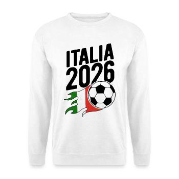Italia 2026 Fußball Flamme mit Flagge - Unisex Pullover - Weiß - Vorne