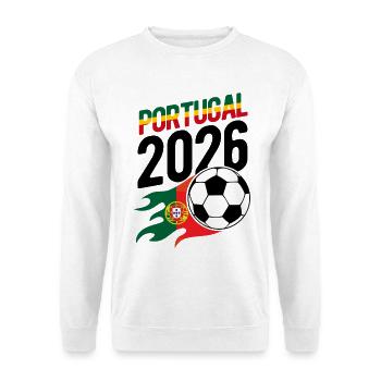 Portugal 2026 Fußball Flamme mit Flagge - Unisex Pullover - Weiß - Vorne