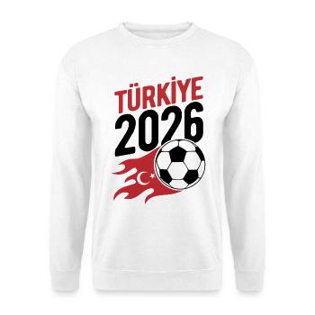 Türkiye 2026 Fußball Flamme mit Flagge - Unisex Pullover - Weiß - Vorne