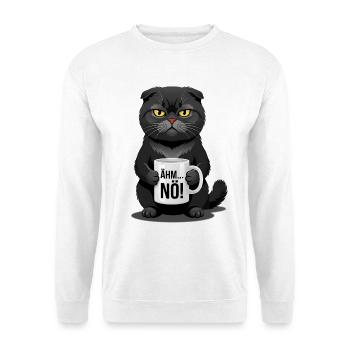 Miau Mug Ähm Nein lustige und böse schwarze Katze - Unisex Pullover - Weiß - Vorne