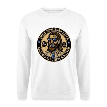 Lunettes de soleil Jésus : souriez maintenant brûlez plus tard - Sweat-shirt Unisexe - blanc - Devant