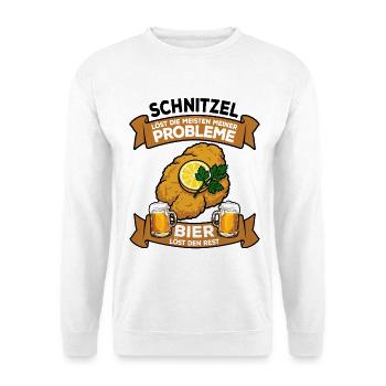 Schnitzel löst Probleme, Bier löst den Rest - Unisex Pullover - Weiß - Vorne