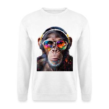 Colored monkey with headphones sunglasses music - Unisex Sweatshirt - white - Front