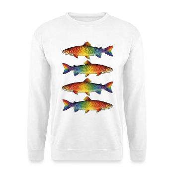 Rainbow Pride Trout Vintage Retro Fish - Unisex Sweatshirt - white - Front