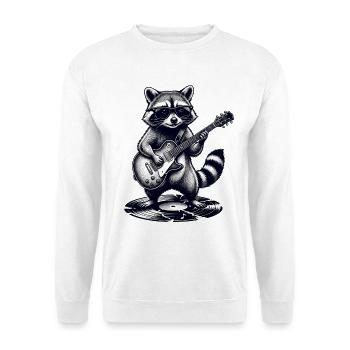 Un raton laveur drôle avec guitare sur un LP musical - Sweat-shirt Unisexe - blanc - Devant