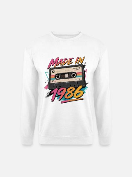 Made in 1986 Kassette Retro 40 Geburtstag - Unisex Pullover - Weiß