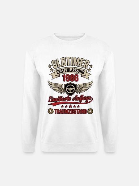 Oldtimer Erstzulassung 1986 Limited Edition - Unisex Pullover - Weiß