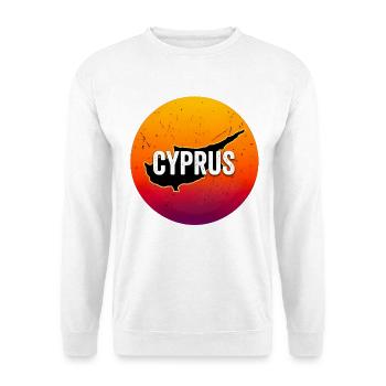 Die Karte von Cyprus retro Sonnenuntergang Zypern - Unisex Pullover - Weiß - Vorne - Alina (178cm) & Michal (187cm)