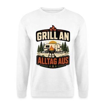 Grill an Alltag aus Camping Freizeit Outdoor - Unisex Pullover - Weiß - Vorne