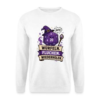 Würfeln Fluchen Wiederholen Shirt - Unisex Pullover - Weiß - Vorne