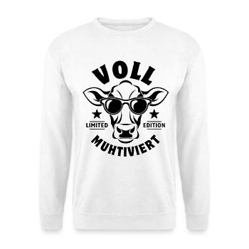 Vache entièrement moto avec des lunettes de soleil - Sweat-shirt Unisexe - blanc - Devant