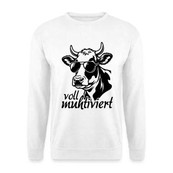 Voll Muhtviert Kuh mit Sonnenbrille - Unisex Pullover - Weiß - Vorne