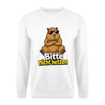 Bitte nicht hetzen Capybara Lustiger Spruch - Unisex Pullover - Weiß - Vorne