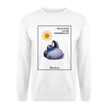 DIE KLEINE TAUBE NIMMERSATT - Herbert mit Wurm - Unisex Pullover - Weiß - Vorne