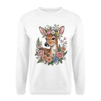 Reh Kitz Blumen Volksfest Trachten Ersatz Geschenk - Unisex Pullover - Weiß - Vorne