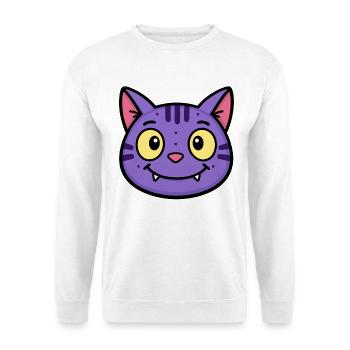 Purple Cat Cartoon Face Tee - Unisex Sweatshirt - white - Front