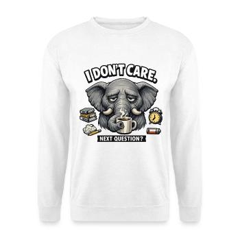 Éléphant fatigué avec du café et aucune patience - Sweat-shirt Unisexe - blanc - Devant